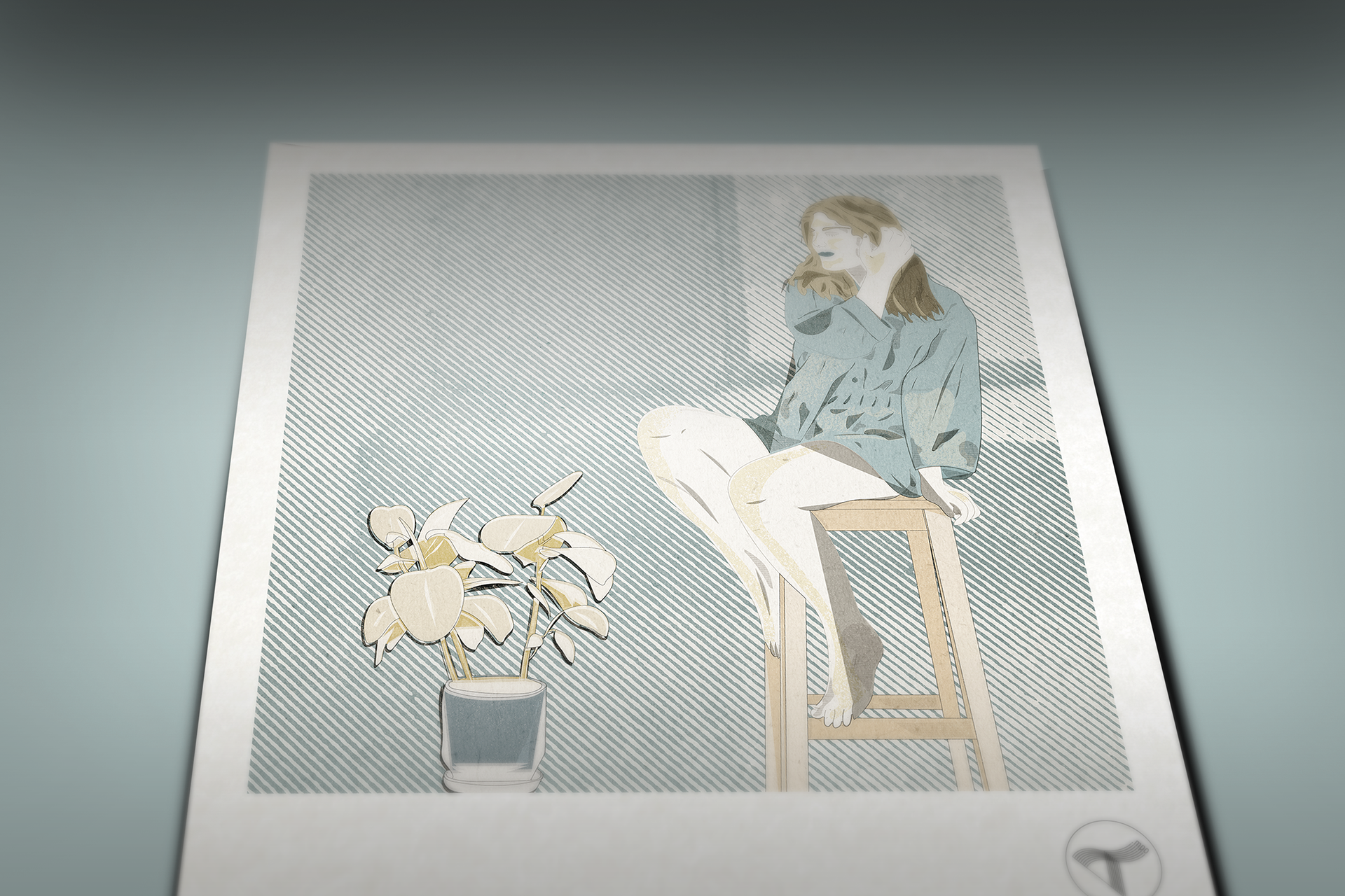 girl bench plant